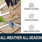 Colorxy Waterproof Doormat, Sturdy Natural Rubber Front Indoor Mat, Non Slip Low Profile Indoor Outdoor Door Mats, Stain and Fade Resistant Floor Mat, Easy Clean Patio Entrance Mat, 48''x32'', Beige