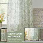 jinchan Linen Floral Curtains for Living Room 96 Inch Long Sage Green Printed Flower French Country Curtain Farmhouse Cottage Core Toile Curtains Back Tab Light Filtering Window Drapes Set 2 Panels