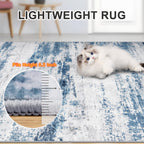 PLHXFR Area Rug Living Room: 5x7 Abstract Washable Carpet White Blue