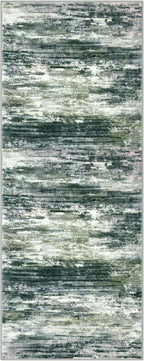 KOZYFLY Kitchen Runner Rug for Hallway Non-Slip Modern Abstract Runner Rug 2x5 Green Yellow, Washable Carpet Runner Laundry Room Mat with Soft Low Pile for Entryway Bathroom Bedroom Kitchen
