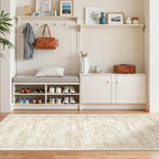 Washable Runner Rugs for Bedroom - 2x6 Runner Rug Non Slip, Ultra-Thin Entryway Runner, Soft Abstract Kitchen Runner for Hallway, Laundry, Bathroom, Indoor Door Mat(2'x6', Beige/Ivory)