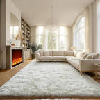 ONASAR Cream White Area Rugs 9x12 Living Room, Ivory Large Fluffy Shag Bedroom Rug, Soft Plush Thick Shaggy Big Floor Carpet for Kids Boy Girls Teen Dorm Nursery Indoor Home Decor Aesthetic