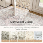 Lofus 5x7 Area Rugs for Living Room, Washable Area Rug, Rugs for Bedroom, Kitchen, Vintage Boho Carpet, Soft Non-Slip, Low Pile Large Area Rug for Office Dining Room, Pink