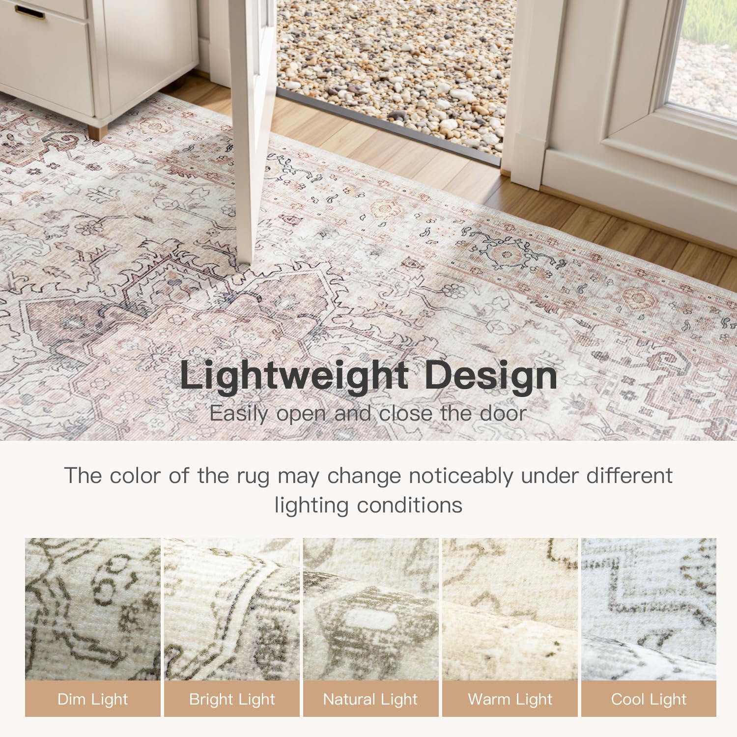 Lofus 5x7 Pink Area Rugs for Bedroom Living Room, Vintage Boho Carpet