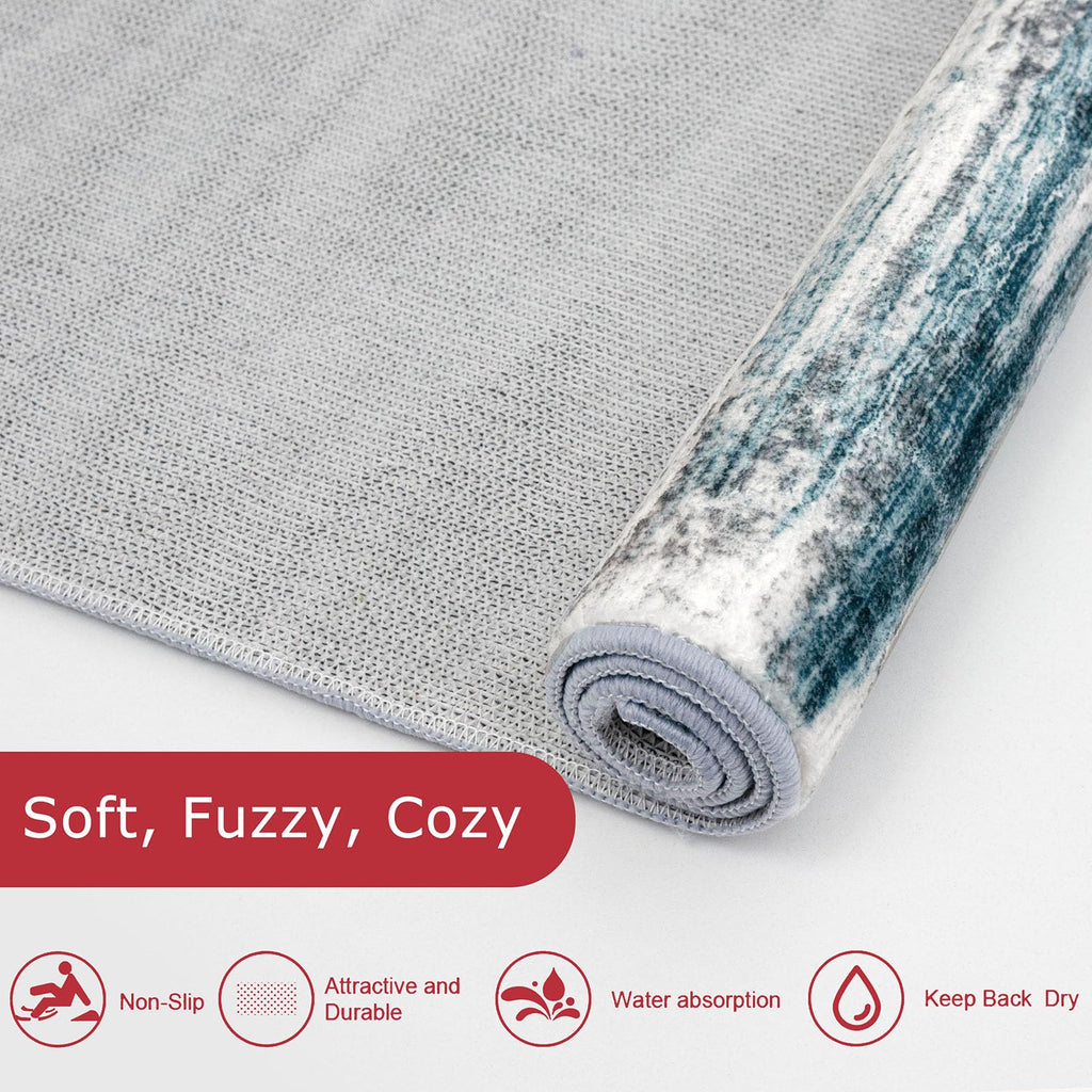 KOZYFLY Abstract Small Area Rugs 2x3 Washabl Rugs Fro Entryway Blue