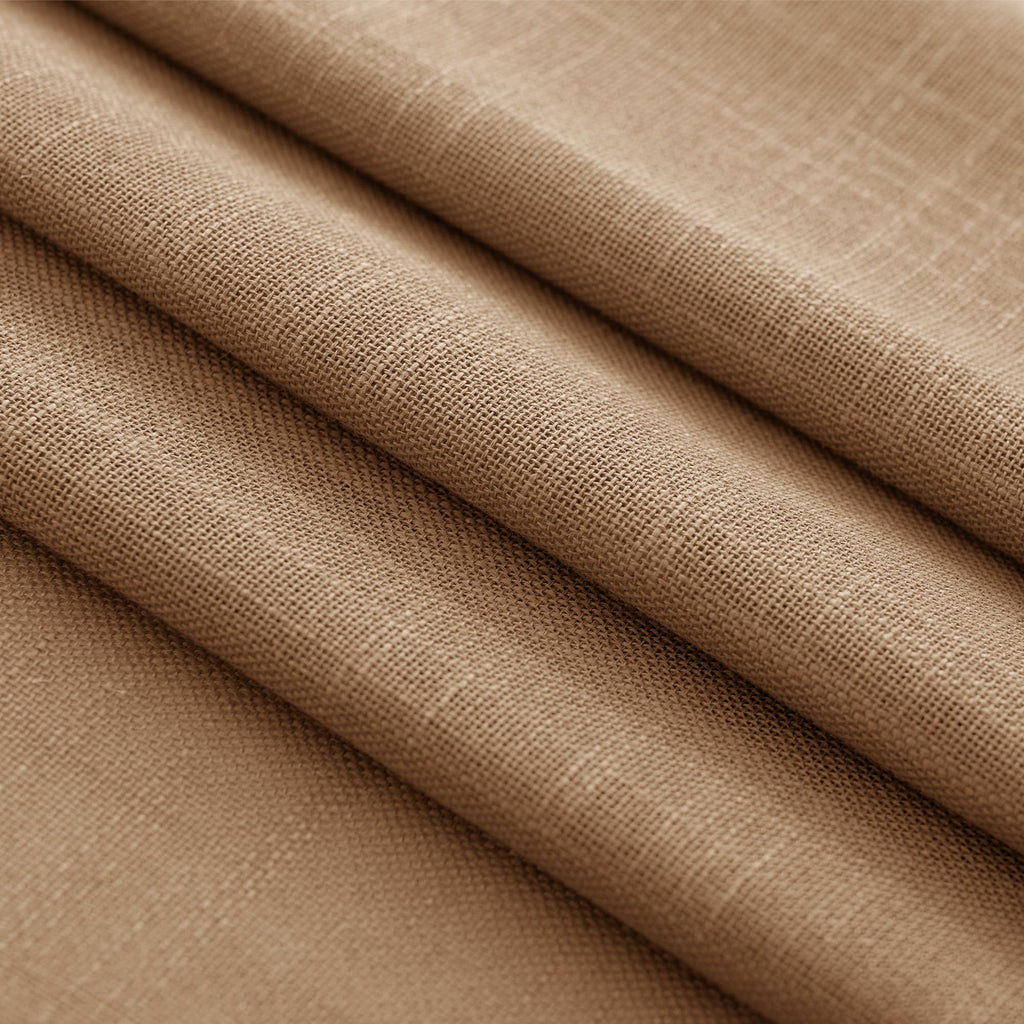 Jolilight Brown Curtains for Living Room Back Tab Modern Farmhouse Semi Sheer Curtains 132 inches Long 2 Panels Set Muted Neutral Window Curtain for Dining Room Bedroom 52x132