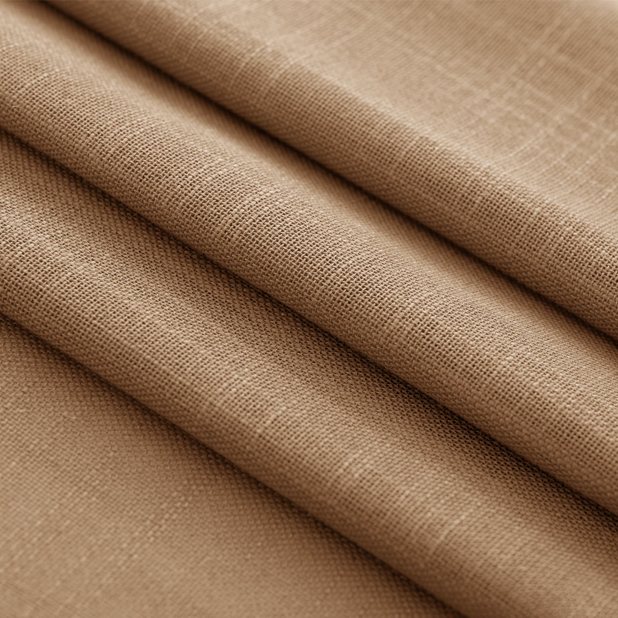 Jolilight Brown Curtains for Living Room Back Tab Modern Farmhouse Semi Sheer Curtains 132 inches Long 2 Panels Set Muted Neutral Window Curtain for Dining Room Bedroom 52x132