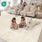 Area Rugs 9x12 Living Room: Vintage Boho Neutral Washable Rug Indoor Soft Large Area Rug Carpet for Bedroom Nursery Farmhouse Dining Room Office Floor Non-Slip Low Pile Under Table Rug Retro Beige