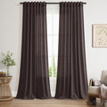 Nanspring Cocoa Coffee Linen Blend Light Filtering Back Tab Curtains 108 Inches Long, Semi Sheer Privacy Drapes for Living Room & Bedroom, 52x108 inch, 2 Panels