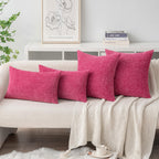MIULEE Soft Chenille Throw Pillow Covers Hot Pink 18x18 Inch Pack of 2