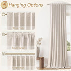 Guken Oatmeal 100% Blackout Curtains 84 Inch Length 2 Panels Set for Living Room Bedroom Back Tab Thermal Insulated Black Out Linen Drapes Room Darkening Window Curtains 84 Inches Long