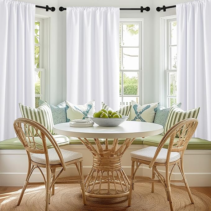 NICETOWN Bedroom 100% Blackout Curtains, 2 Panels, 42 by 72, Snow White, Window Treatment Rod Pocket Curtains/Drapes for Bedroom