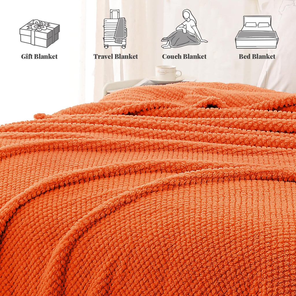 Whale Flotilla Soft Fleece Twin Size Bed Blanket, Burnt Orange