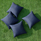 MIULEE Pack of 4 Decorative Outdoor Throw Pillow Covers Linen Waterproof Pillow Covers Farmhouse Cushion Cases for Patio Garden Tent Balcony Couch Sofa 18x18 inch Navy