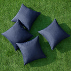 MIULEE Pack of 4 Decorative Outdoor Throw Pillow Covers Linen Waterproof Pillow Covers Summer Farmhouse Cushion Cases for Patio Garden Tent Balcony Couch Sofa 18x18 Inch Navy