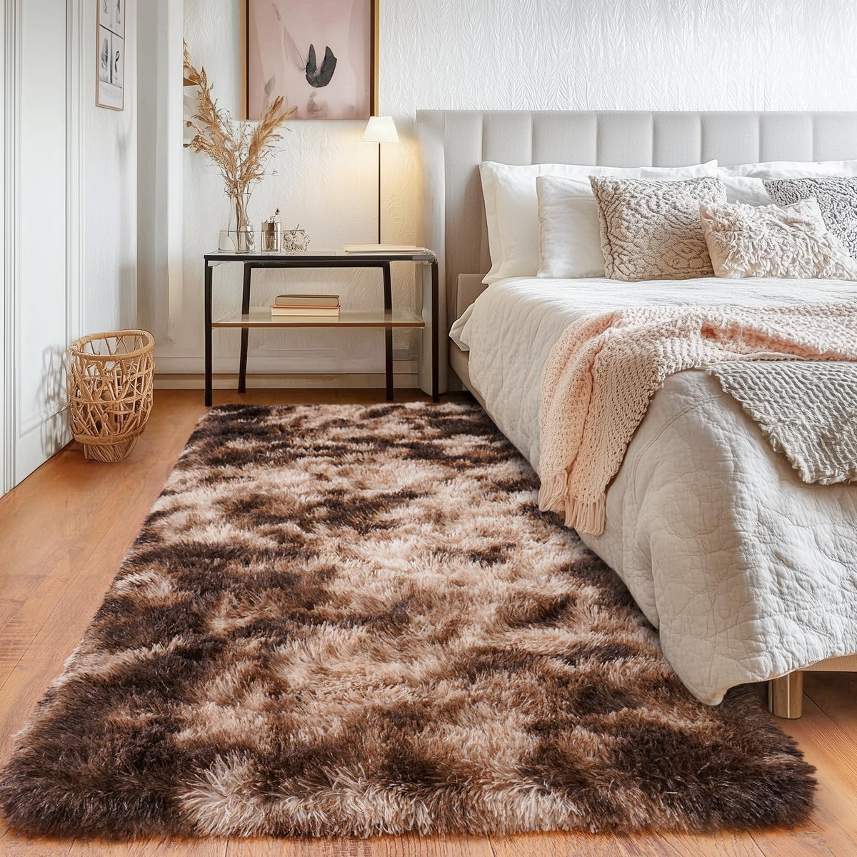 Quntue Runner Rugs for Bedroom 2x6 Rug Runners for Hallways Non Slip Soft Shag Bedside Rug, Fluffy Area Rug Throw Rugs for Living Room, Floor Carpet Runner for Nursery Kids Dorm, Rainbow Purple