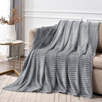 BEDELITE Fleece Throw Blanket for Couch – 3D Ribbed Jacquard Soft and Warm Decorative Fuzzy Blanket – Cozy, Fluffy, Plush Lightweight Gray Throw Blankets for Bed, Sofa, 50x70 inches