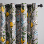 Topfinel Black Dark Floral Grey Blackout Curtains, Gray Decorative French Country Grommet Dark Academia Antique Decor Hummingbird Window Covering for Living Room Bedroom Dining,84 Inch Length