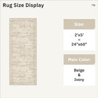 Runner Rug 2x5 Washable Non-Slip Kitchen Runner Rugs for Bathroom Laundry Room Beige Vintage Floor Carpet Runners for Hallway Entryway