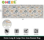 HEBE Hallway Runner Rug 2'8"x8' Washable Vintage Distressed Area Rugs Non Slip Laundry Rug Runner Boho Floor Carpet Runners for Hallways Entryway Laundry Room Kitchen Bathroom