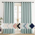 NICETOWN 100% Absolutely Blackout Linen Curtains with Thermal Insulated Liner, Seafoam Green, 62" Wide, 108" Length Energy Saving Curtains for Living Room 2 Panels Set, Vertical Blinds