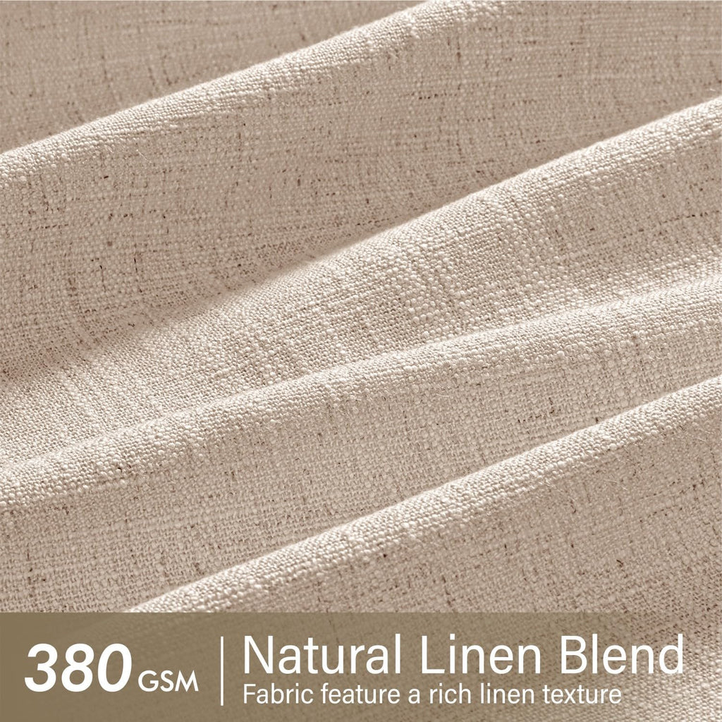 MIULEE Pinch Pleated Linen Curtains 90 Inches Long Sand Beige with Hooks