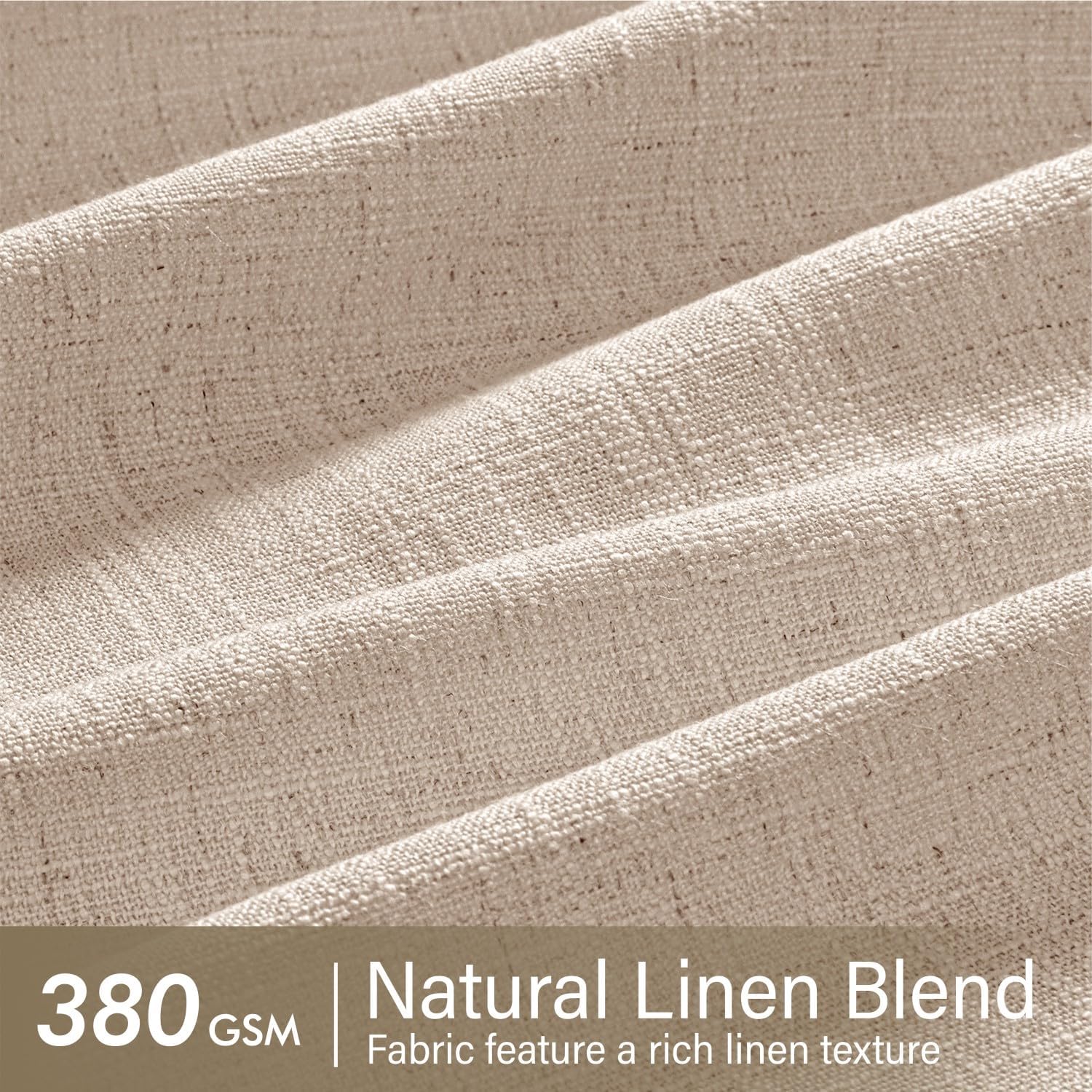MIULEE Pinch Pleated Linen Curtains 90 Inches Long Sand Beige with Hooks