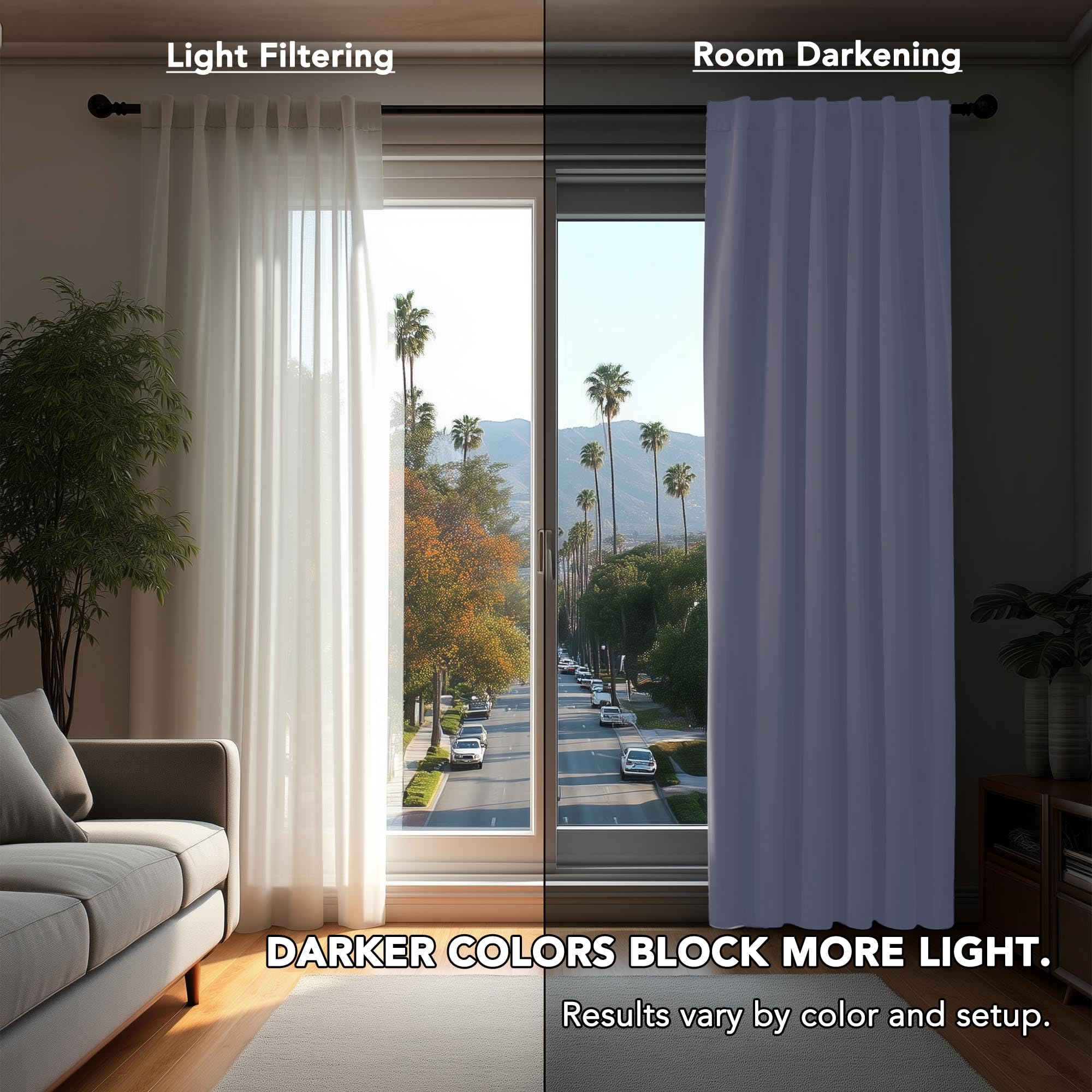 Deconovo Rod Pocket and Back Tab Blackout Curtains for Living Room Thermal Insulated Room Darkening Curtains 42Wx95L Inch Light Purple 2 Panels