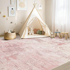 UERMEI 5x7 Area Rug Living Room Rugs Thickened - Washable Neutral Modern Abstract Soft Rug Indoor Floor No Slip Rug Carpet for Bedroom Under Dining Table Home Office Decor - Pink