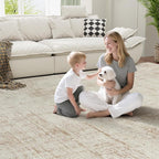 8x10 Area Rugs for Living Room Washable Rug: Anti-Skid Abstract Modern Living Room Rug Soft Thin Carpets Indoor Floor Non-Shedding Carpet for Bedroom Dining Farmhouse Nursery Home Office Beige White