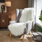 AMTOVO Faux Sheepskin Rug, White Ultra Soft Fluffy Shag Area Rug, 2 x 6 ft Faux Fur Rug for Bedroom Sofa Throw Cushion Room Decor, Sheepskin