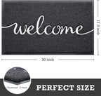 CozyBounty Black Door Mat Welcome Mats Outdoor Indoor Non-Slip Doormat for Entryway Low-Profile Floor Mat for Yard, Garage, High Traffic Areas (30"x17.5", Black)