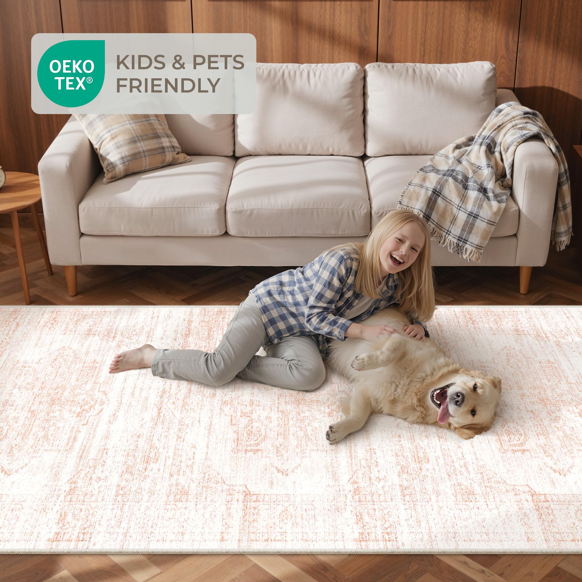Restydon 2x12 Runner Rug, Long Hallway Rugs for Dining Room, Living Room, Bedroom, Machine Washable Kitchen Carpet Runner with Rubber Backing, Soft Low Pile Indoor Rug(2'x12', Pink/White)