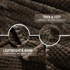 Exclusivo Mezcla Soft Waffle Fleece Bed Blanket King Size, Coffee