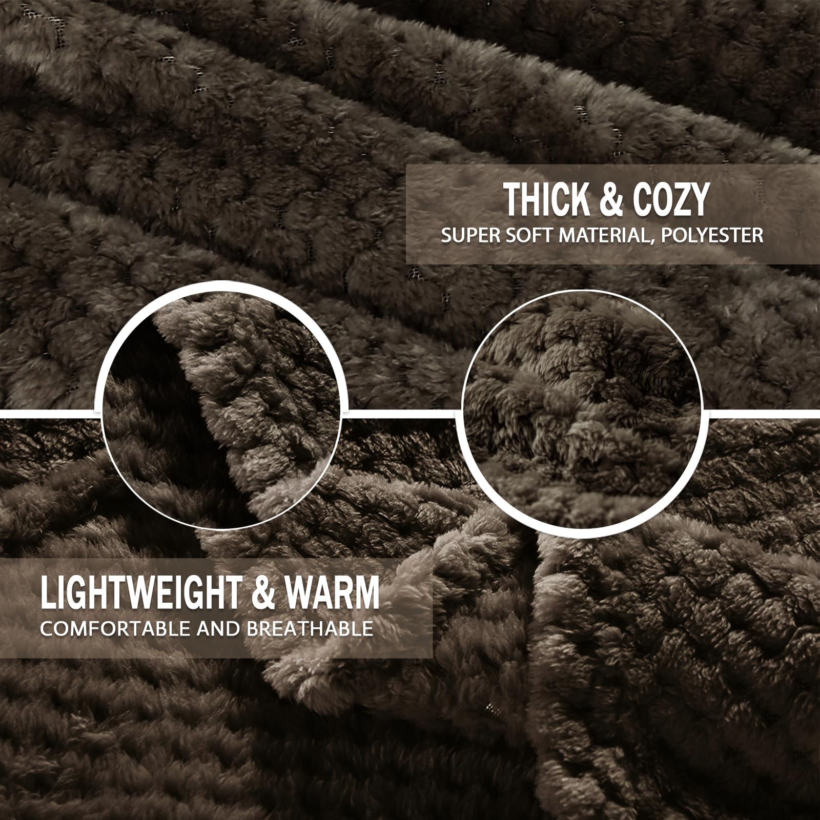 Exclusivo Mezcla Soft Waffle Fleece Bed Blanket King Size, Coffee