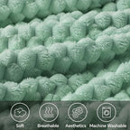 BEDELITE Fleece Throw Blanket for Couch & Bed - 3D Jacquard Decorative Mint Green Blanket, Super Soft and Cozy Warm Fuzzy Blanket All Seasons Suitable, 50x60Inches