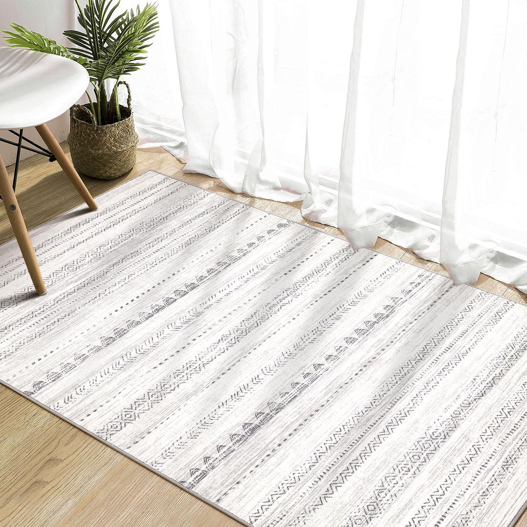 Nakagishi Boho 3x5 Area Rug Living Room Rugs Machine Washable Gray