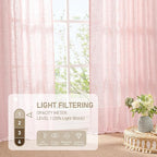 LAMIT Linen Curtains for Living Room 84 inch Length 2 Panels, Light Filtering Semi Sheer Drapes Back Tab and Rod Pocket Farmhouse Panels for Kids Bedroom/Girls Room, Pink, 52 x 84 Inch