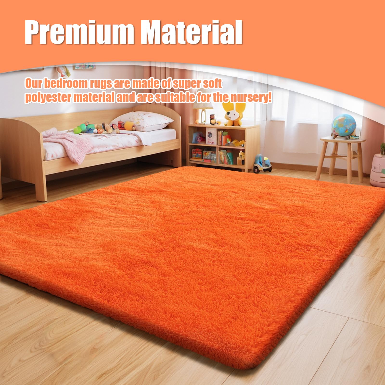 6x9 Fluffy Area Rug for Living Room,Large Shag Area Rugs for Bedroom,Orange