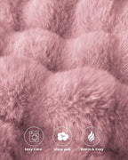 Ultra Soft Cozy Faux Fur Throw Blanket, Fuzzy Plush Thick Bubble Blanket, Oversize Luxury Fluffy Blanket for Couch, Sofa, Bedroom, and Living Room,50x60 Inches,Pink