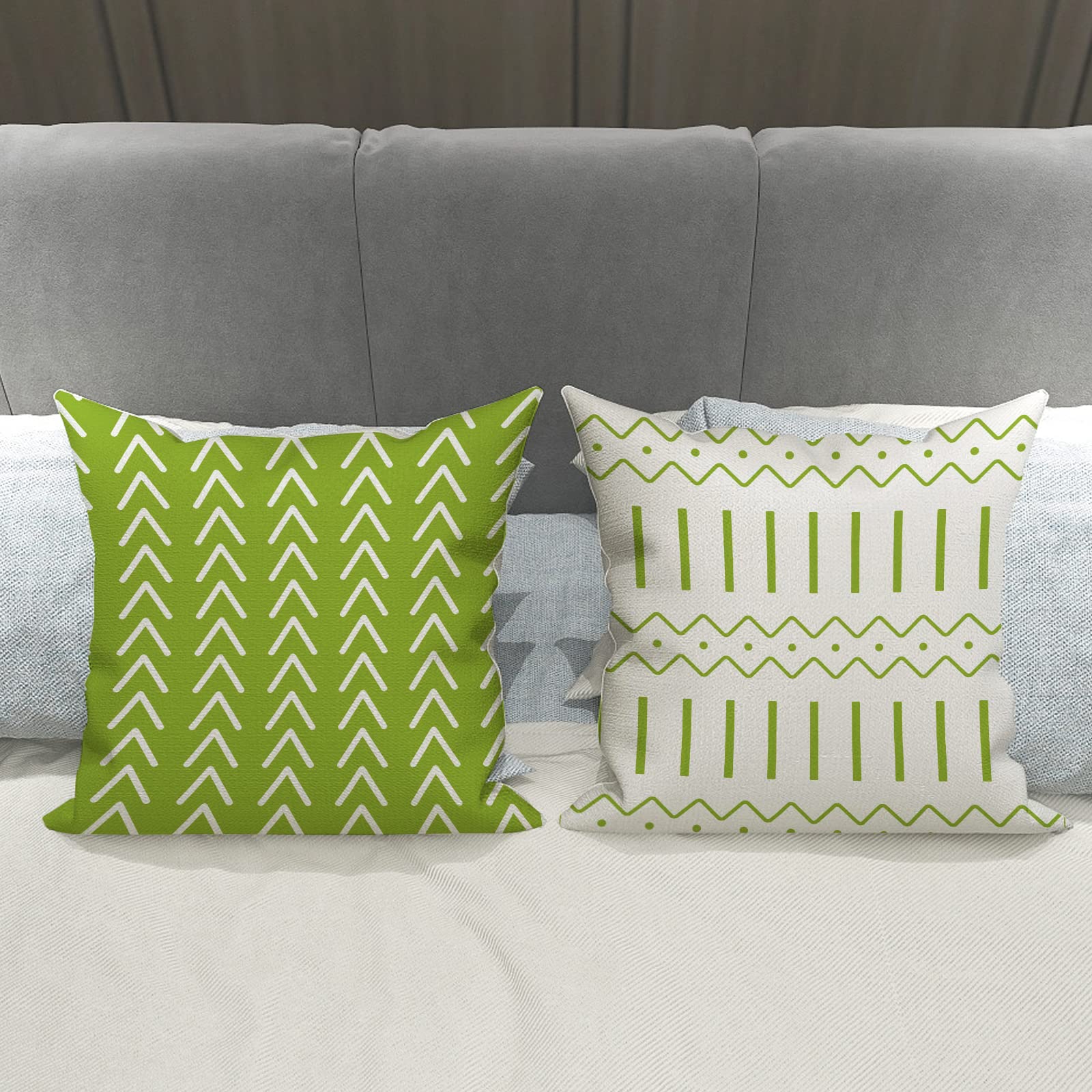 YCOLL Pillow Covers 20x20 Set of 4, Modern Sofa Throw Pillow Cover, Decorative Outdoor Linen Fabric Pillow Case for Couch Bed Car, Sage Green