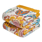 MSGKV Boho Throw Blanket 50"x60" Cotton Throw for Couch Sofa, Floral Quilt
