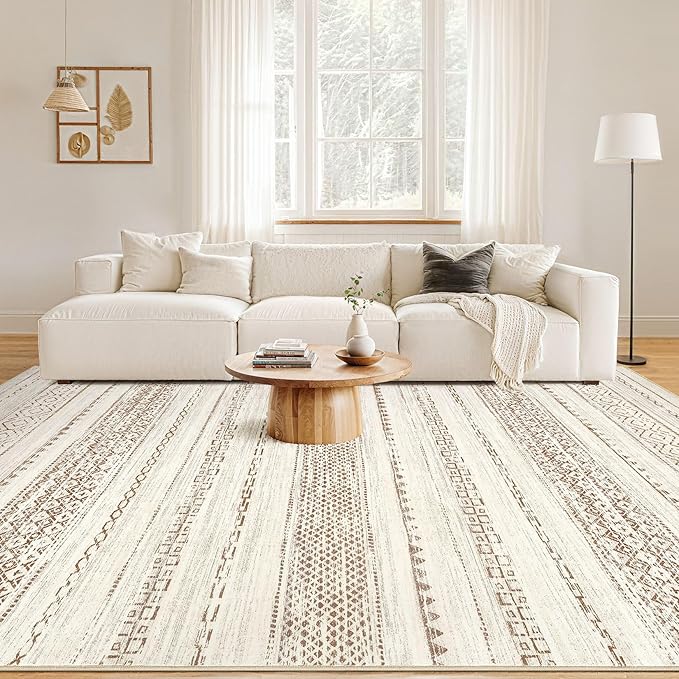 Nakagishi Boho 5x8 Area Rug Living Room Rugs Machine Washable Brown