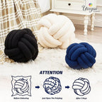 Uvvyui Knot Pillow Ball, Soft Home Decorative Pillows, Round Throw Pillow, Handmade Knotted Plush Pillow, Round Boucle Pillow Cushion (8.6 Inches Navy)