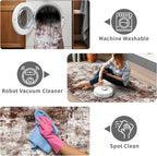 3x20 Washable Runner Rug for Hallway: Extra Long Runners for Entryway Living Room Dining Room - Stain and Water Resistant Rugs with Non-Slip Backing - Soft Low-Pile Carpet Brown Khaki White
