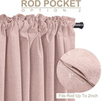 100% Blackout Shield Blush Linen Blackout Curtains for Bedroom 90 Inches Long, Back Tab/Rod Pocket Living Room Drapes, Thermal Insulated Blackout Curtains 2 Panels Set, 50" W x 90" L