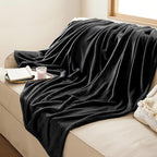 Bedsure GentleSoft Fleece Throw XL Blanket Black - 300GSM Soft Lightweight Plush Cozy Blankets for Bed, Sofa, Couch, Travel, Camping, 50x70 inches