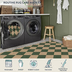 Lahome Colette Checkered Outdoor Patio Easy Jute Rug, 3x5 Dark Green Washable Front Porch Door Rug, Farmhouse Indoor Outdoor Carpet Non Slip Non Shedding Carpet for Entryway Living Room Deck
