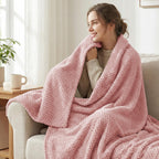 Exclusivo Mezcla Soft Waffle Fleece Bed Blanket Twin Size, Pink