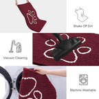Smiry Dog Door Mat for Muddy Paws, Absorbent Dirt Trapper Non Slip Quick Dry Washable Chenille Mat for Mud Dogs, Entry Rug for Indoor and Outdoor (30x20 Inches, Burgundy and White)
